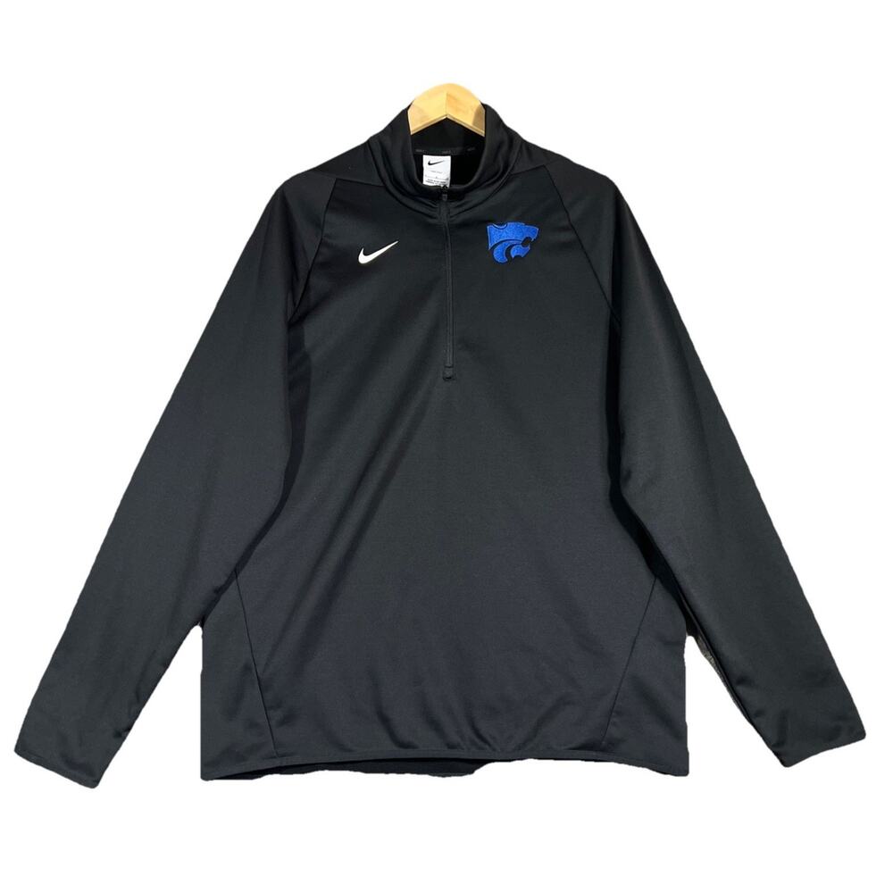 Nike Kansas State Wildcats 1/4 Zip Fleece Pullover Adult Size Large Black Logos